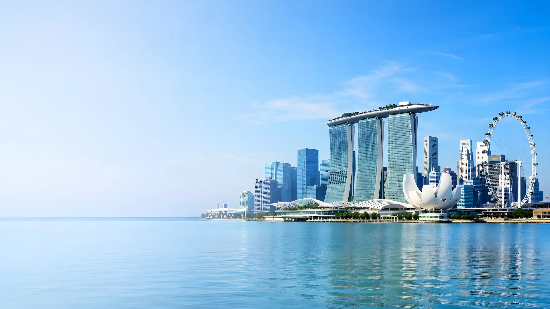 Singapore skyline over Marina Bay